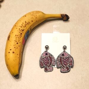 Laura Janelle pink silver fish design earrings NEW